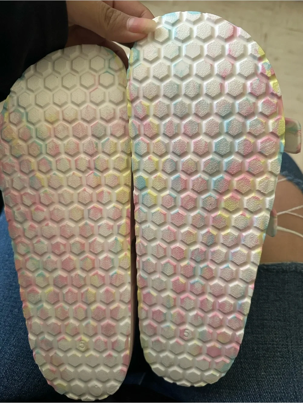 Target Cat & Jack Pastel Pink Multi-Color Tie-Dye Slide Sandals